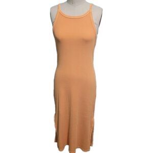 Old Navy Summer Dress Womens L  Pale Orange Sleeveless Ribbed Knit Maxi Dress